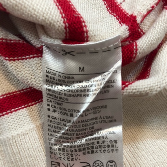 PARIS PLEASE Red White Striped Crew Neck Top M - Picture 4 of 4